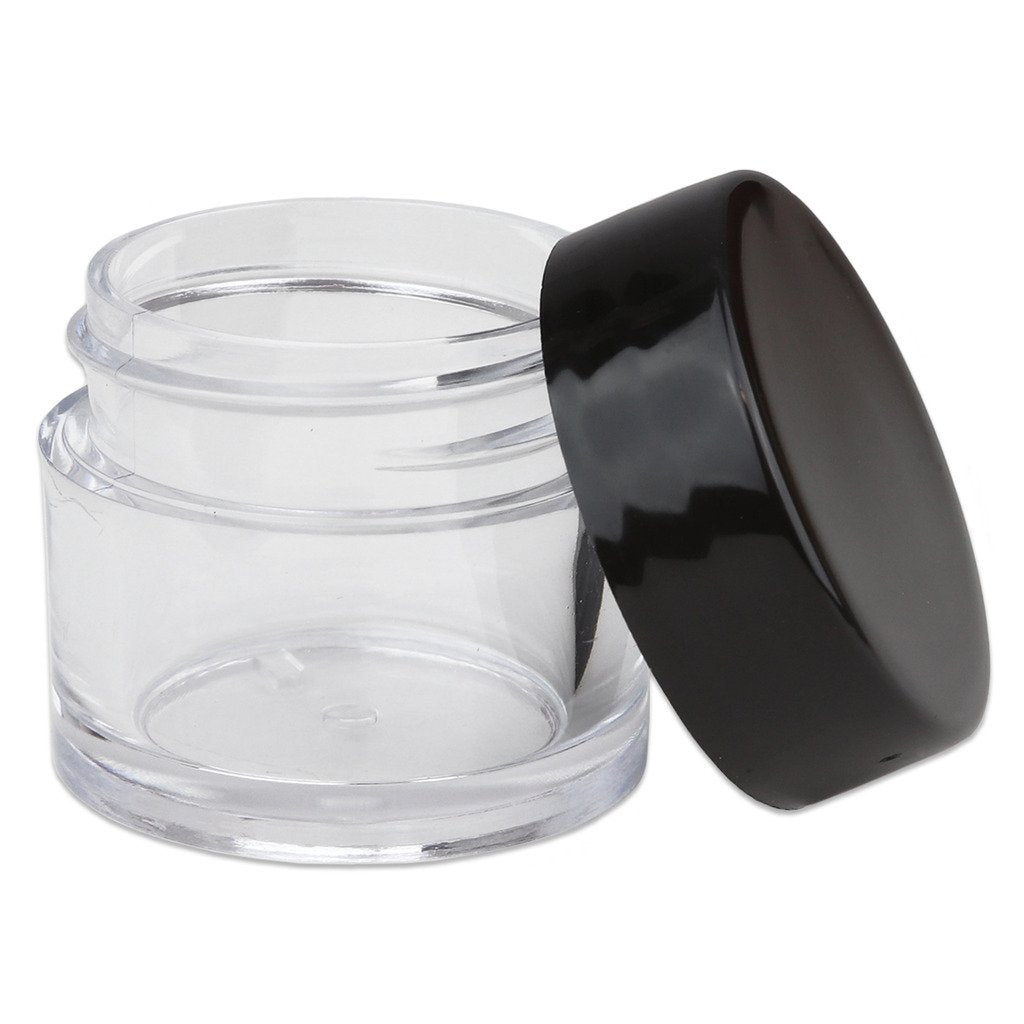 Beauticom High-Graded Quality 7 Grams/7 Ml (Quantity: 12 Packs) Thick Wall Clear Plastic Leak-Proof Jars Container With Black Li
