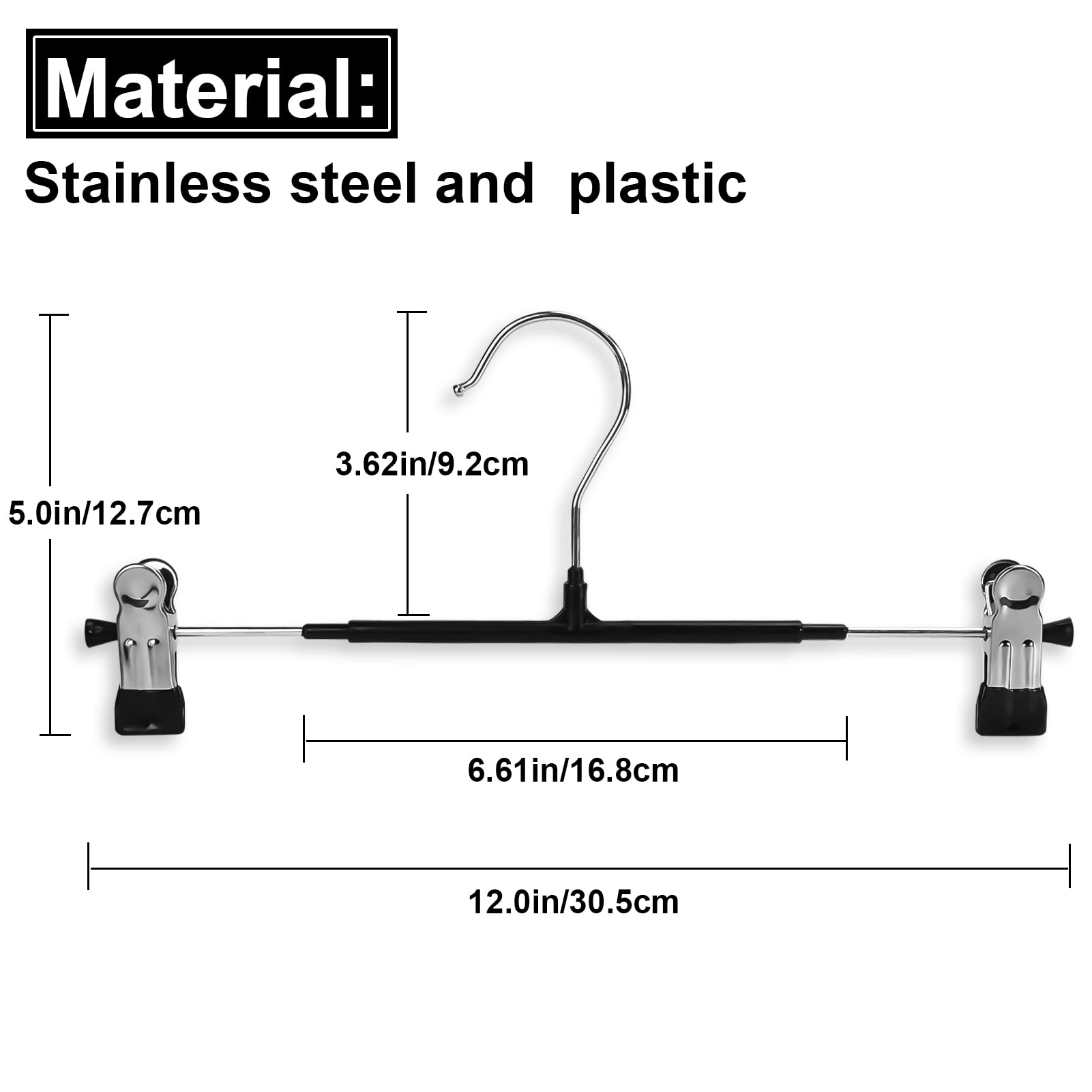 30 Pack Pant Hangers With Clips - Pozean Skirt Hanger With Adjustable Clips, Clip Hangers Space Saving For Pants, Skirts, Jeans,