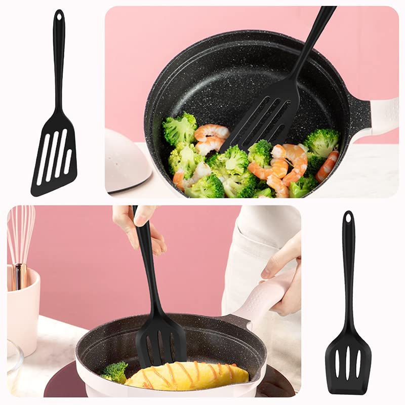 Armrouns Silicone Spatula Turner Set, 2Pcs Heat-Resistant Non-Stick Fish Slotted Spatula Kitchen Utensil Set For Cooking, Baking