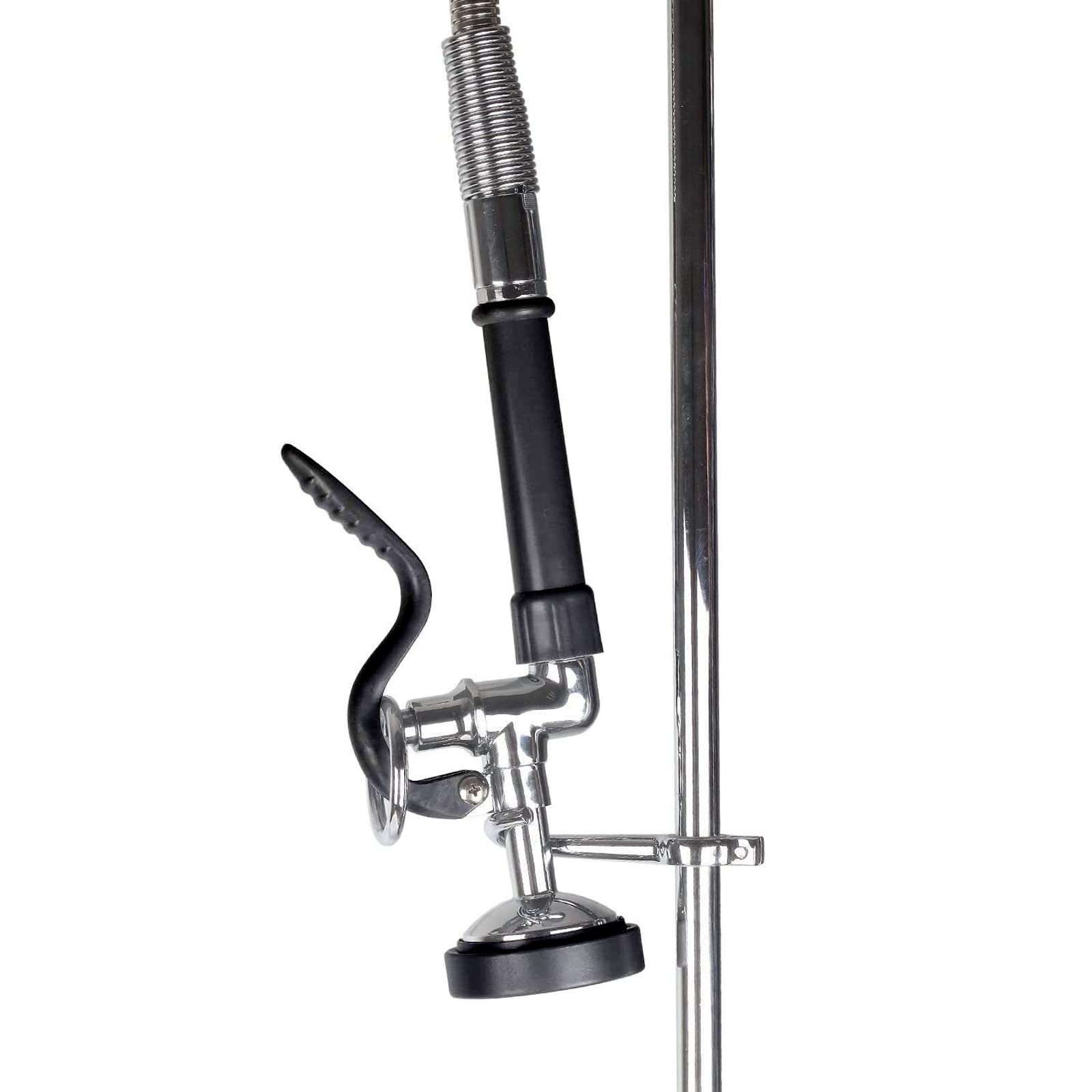 JZBRAIN Pre Rinse Spray Valve Commercial Kitchen Sink Faucet Sprayer Head 1.42 GPM High Pressure Washing Sprayer Nozzle Replacement Kit for Pre Rinse Faucet Chrome Polished (Black)