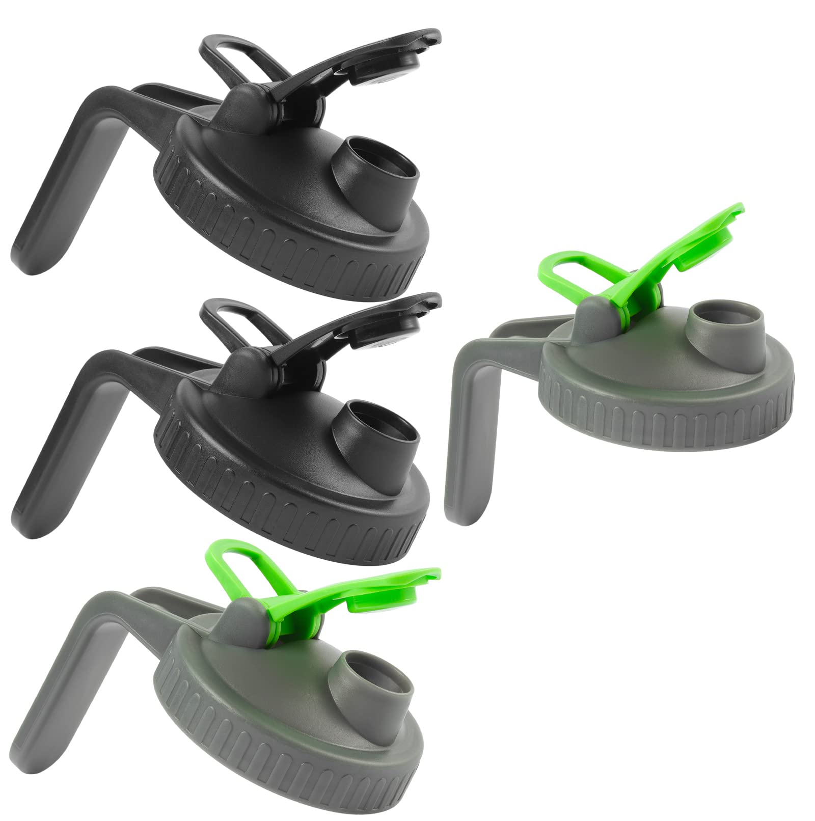 4 Pack Ma-Son Jar Pou Spout Lid With Handle Wide Mouth Ma-Son Jar Flip Cap Lid Reusable Plastic Leak-Proof Airtight Seal Ma-Son