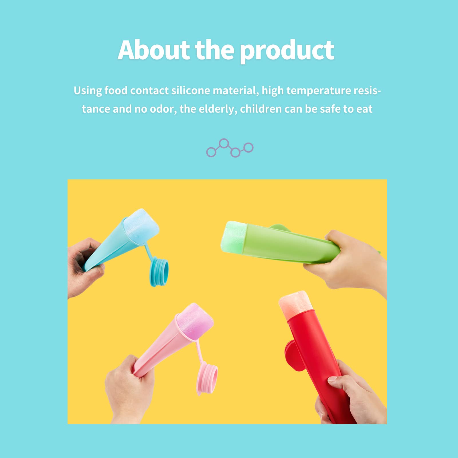 6 Pcs Popsicles Molds, Silicone Ice Pop Molds For Kids, Reusable Freezer Pop Tubes, Multi-Color Ice Pop Mold, Frozen Ice Popsicl