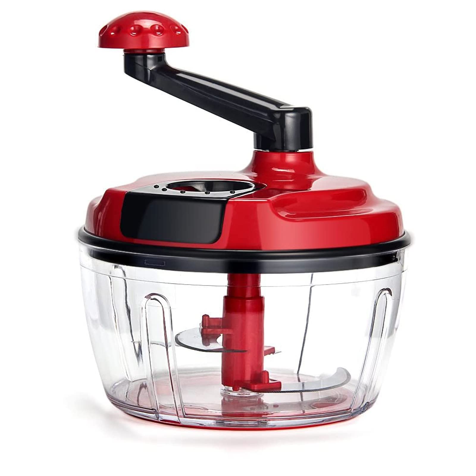 MultiFunctional Manual Food Processor,8 Cup Handpowered Crank Chopper,Mincer Blender with Clear Container,for Vegetables Meat 