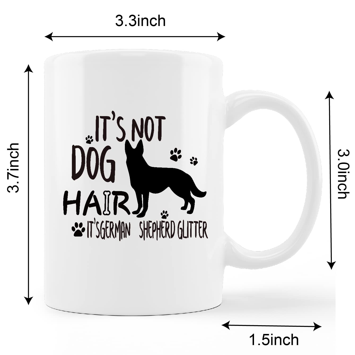kunlisa Funny German Shepherd Dog Mug Cup,It's Not Dog Hair It's German Shepherd Glitter Ceramic Mug-11oz Coffee Milk Tea Mug Cu