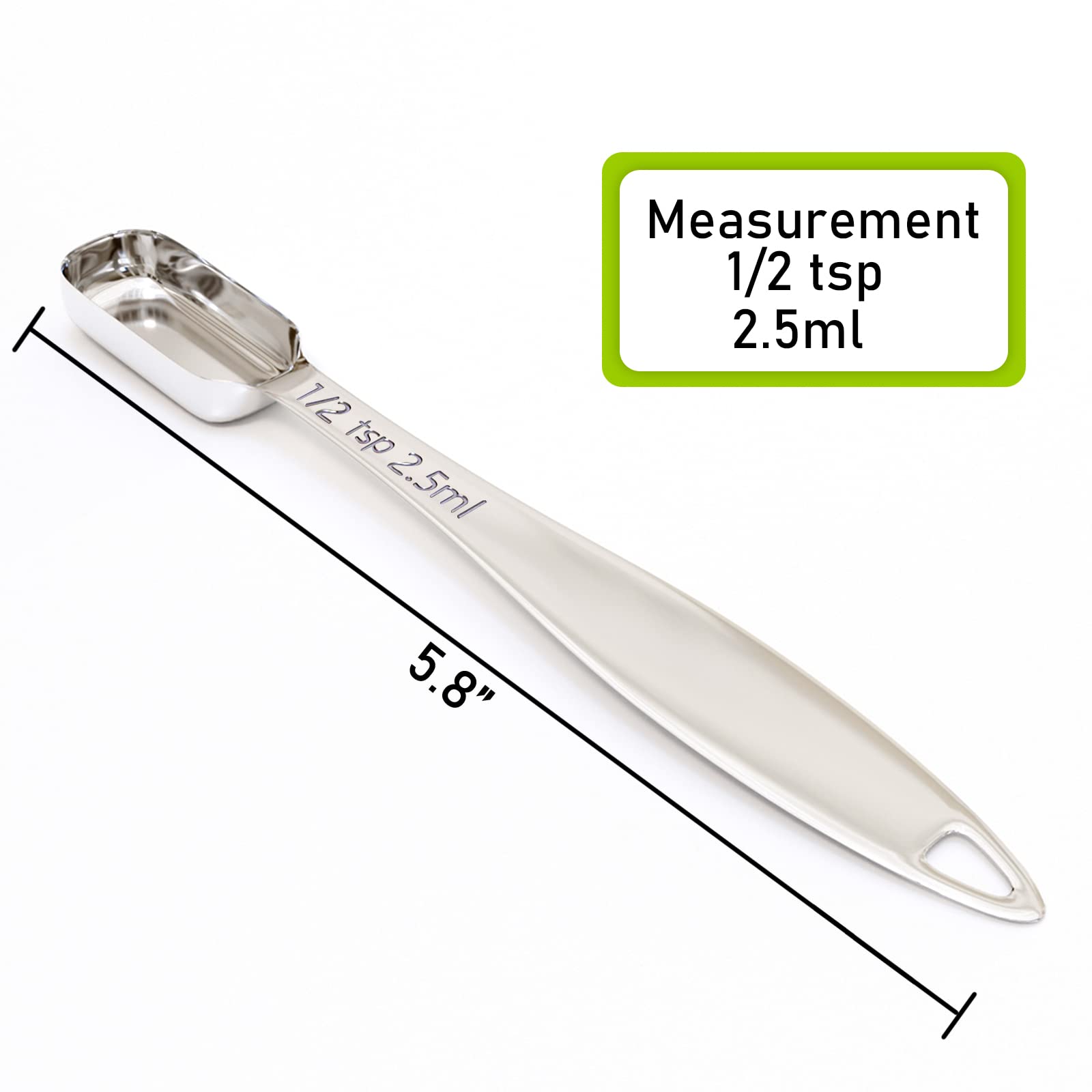 Beryler 1Pcs 1/2Teaspoon (2.5Ml) Single Measuring Spoon, Individual Stainless Steel Long Handle Measure Tablespoon Only