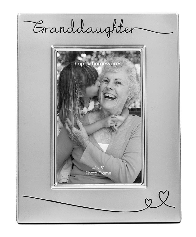 Haysom Interiors Beautiful Two Tone Silver Plated Granddaughter 4 x 6 Picture Frame with Black Velvet | Unique and Thoughtful Gi
