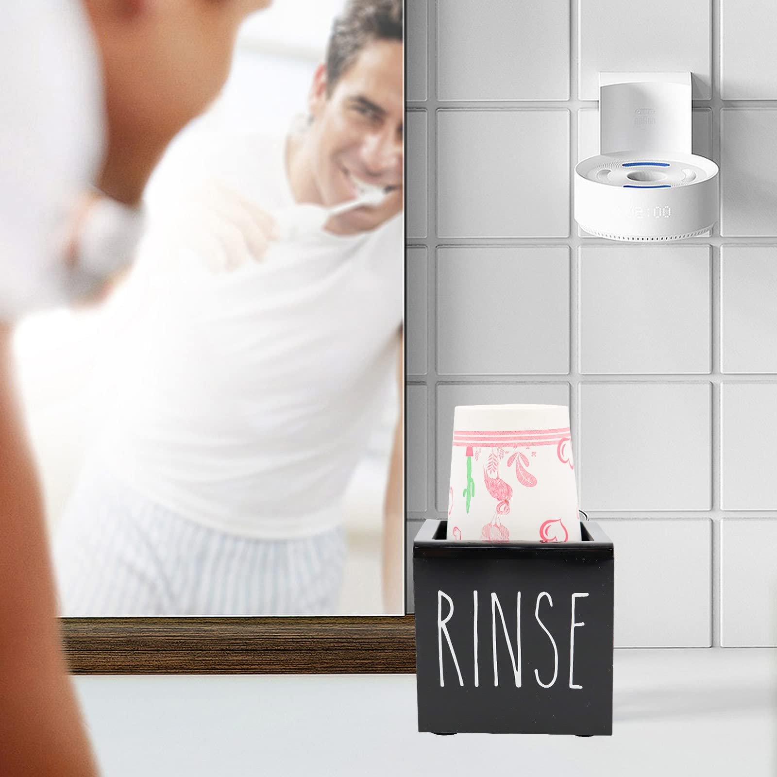 Black Acrylic Dixie Cup Dispenser, Disposable Paper Cup Dispenser Storage Holder, 3/5 Oz Dixie Cup Holder, Bathroom Paper Cup Ri