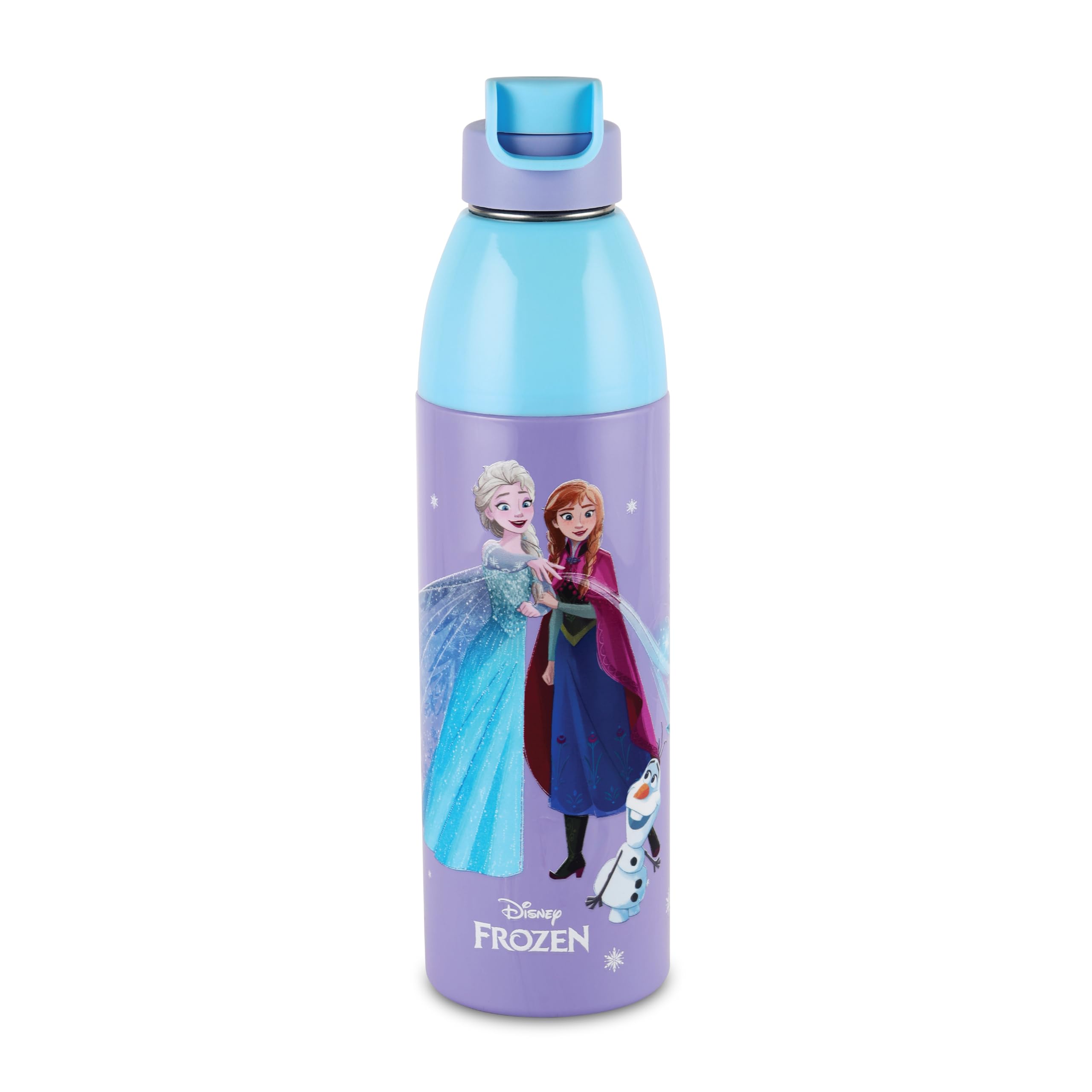Cello Kidzbee Uranus 900 Frozen Trio Water Bottle 680Ml, Violet | 3D Touch & Feel Frozen Trio Design | Pu Insulated Inner Steel 