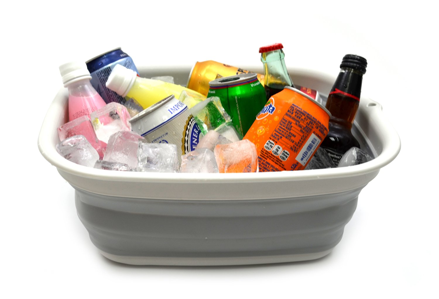 Sammart 9.45L (2.5 Gallon) Collapsible Tub - Foldable Dish Tub - Portable Washing Basin - Space Saving Plastic Washtub (Grey, M)