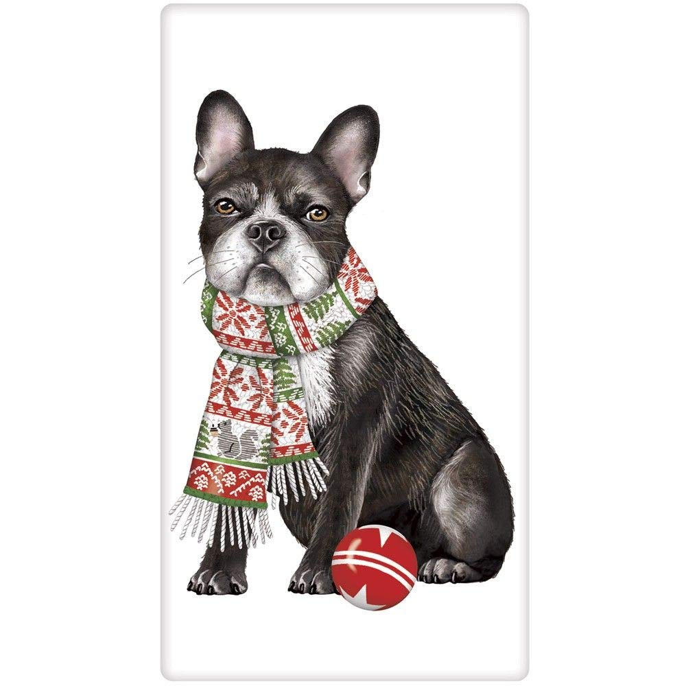 Mary Lake Thompson Boston Terrier Winter Scarf Dog 100% Cotton Flour Sack Dish Tea Towel 30'' X 30''