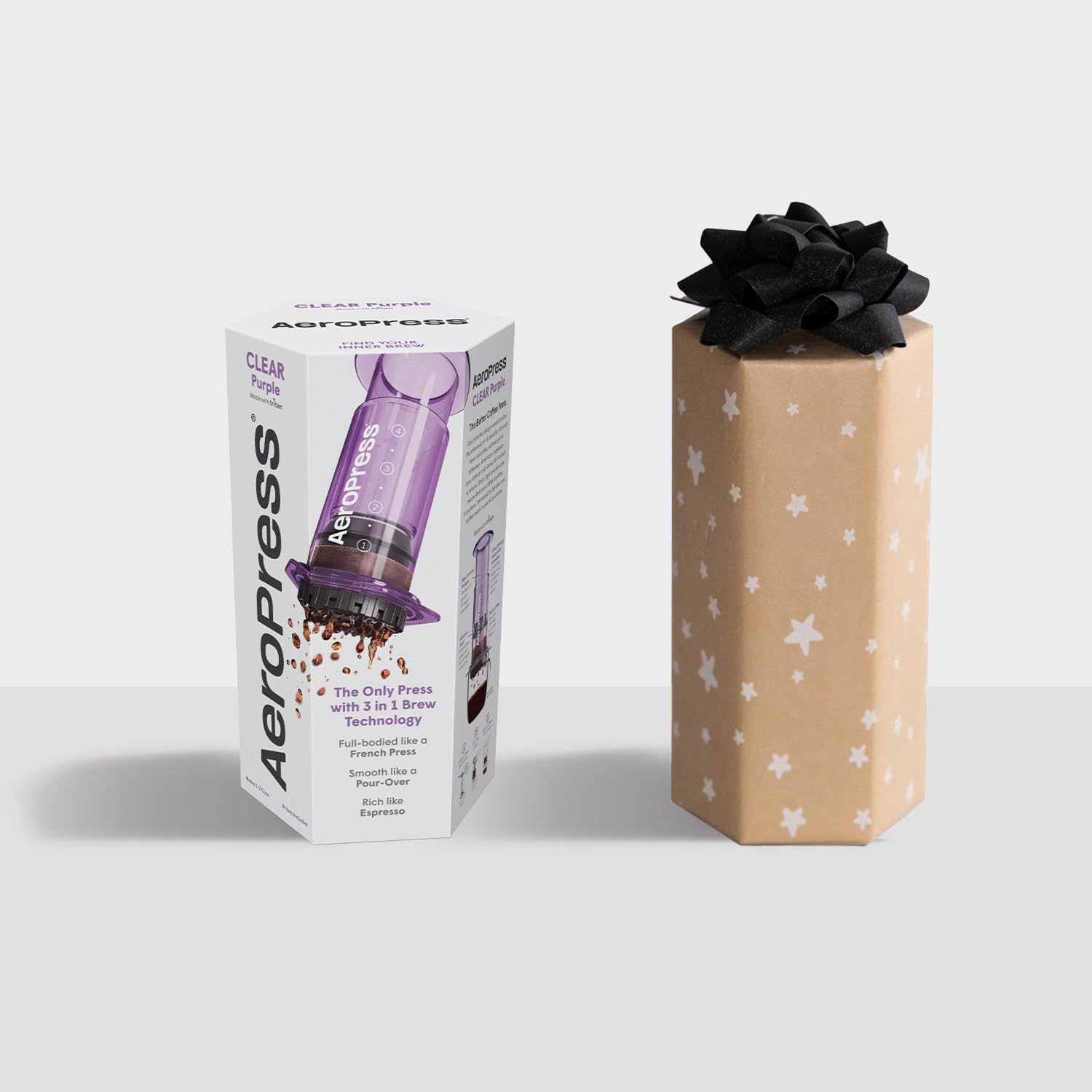 Aeropress Clear Purple Coffee Press - 3 In 1 Brew Method Combines French Press, Espresso, Full Bodied Coffee Without Grit Or Bit