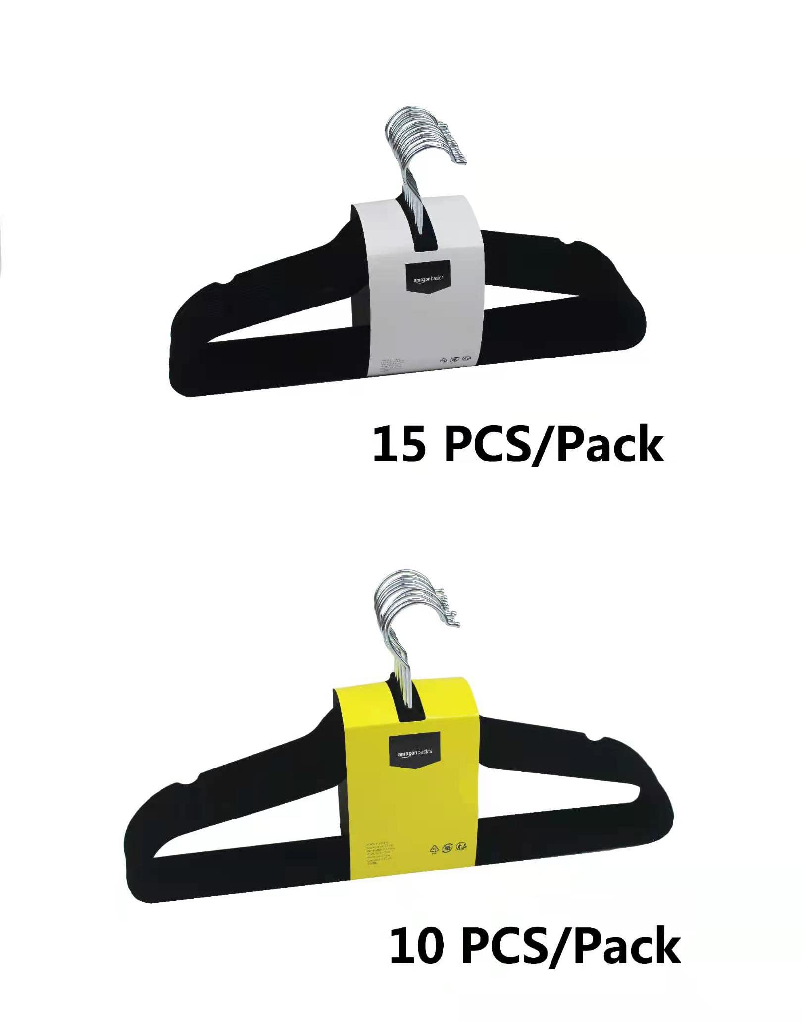 Amazon Basics Slim Velvet, Non-Slip Suit Clothes Hangers, Pack Of 100, Black/Silver