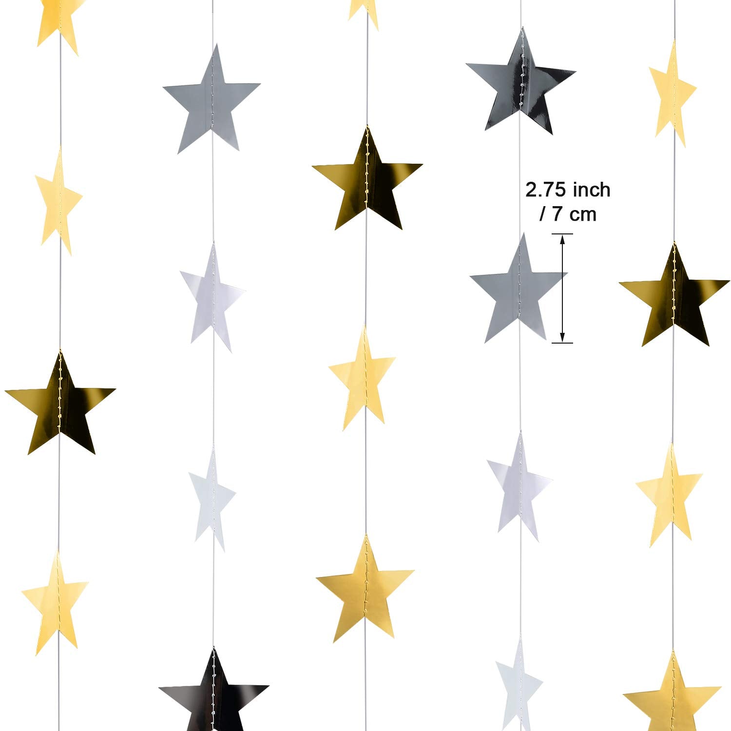 Patelai 130 Feet Glitter Star Garland Banner Decoration Bright Hanging Bunting Banner Star Backdrop For Graduation Halloween Wed