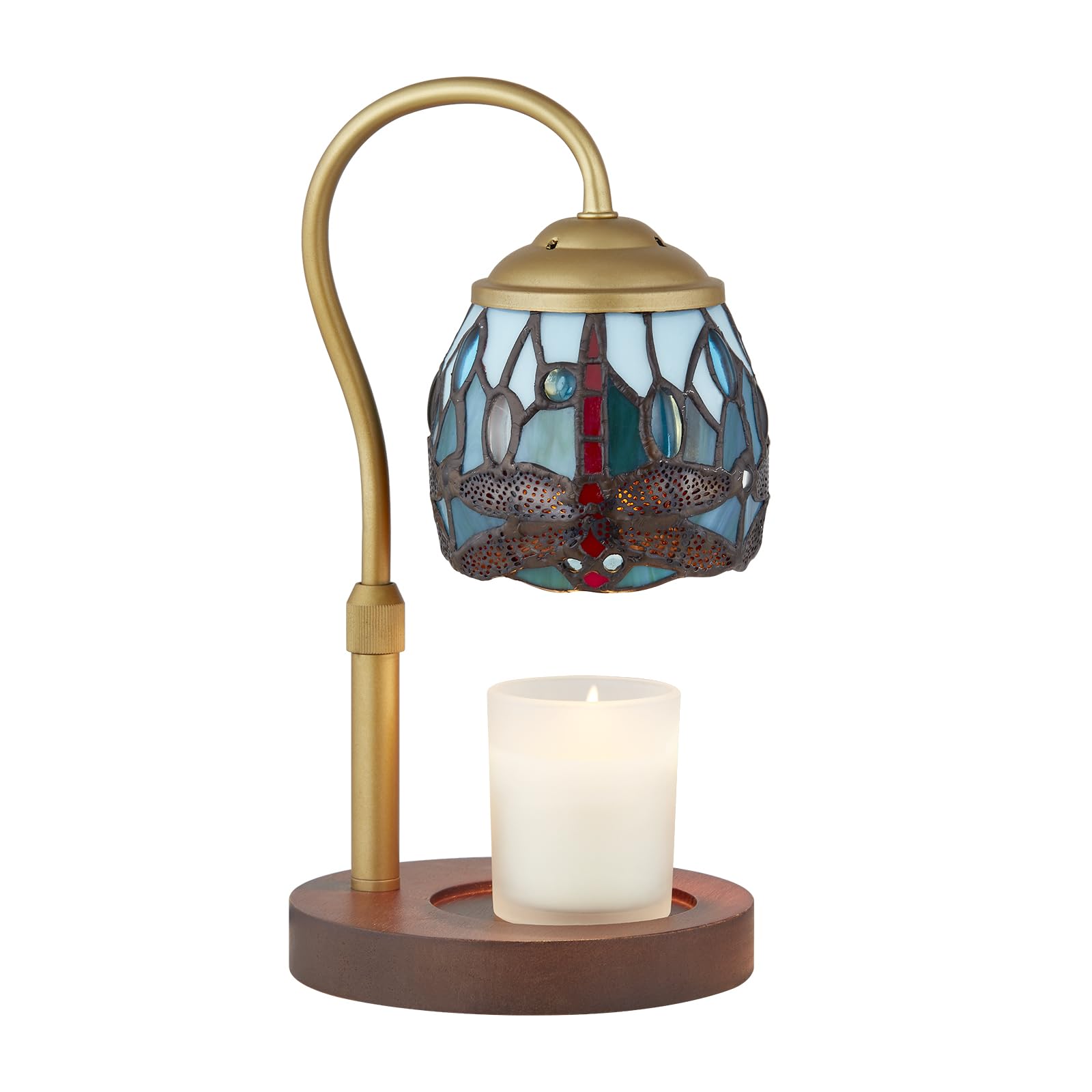 GlitzLamp Dragonfly Tiffany Style Candle Warmer lamp, Candle Warmer Lamp with Timer & Dimmer Candle Warmer Height Adjustable Sce