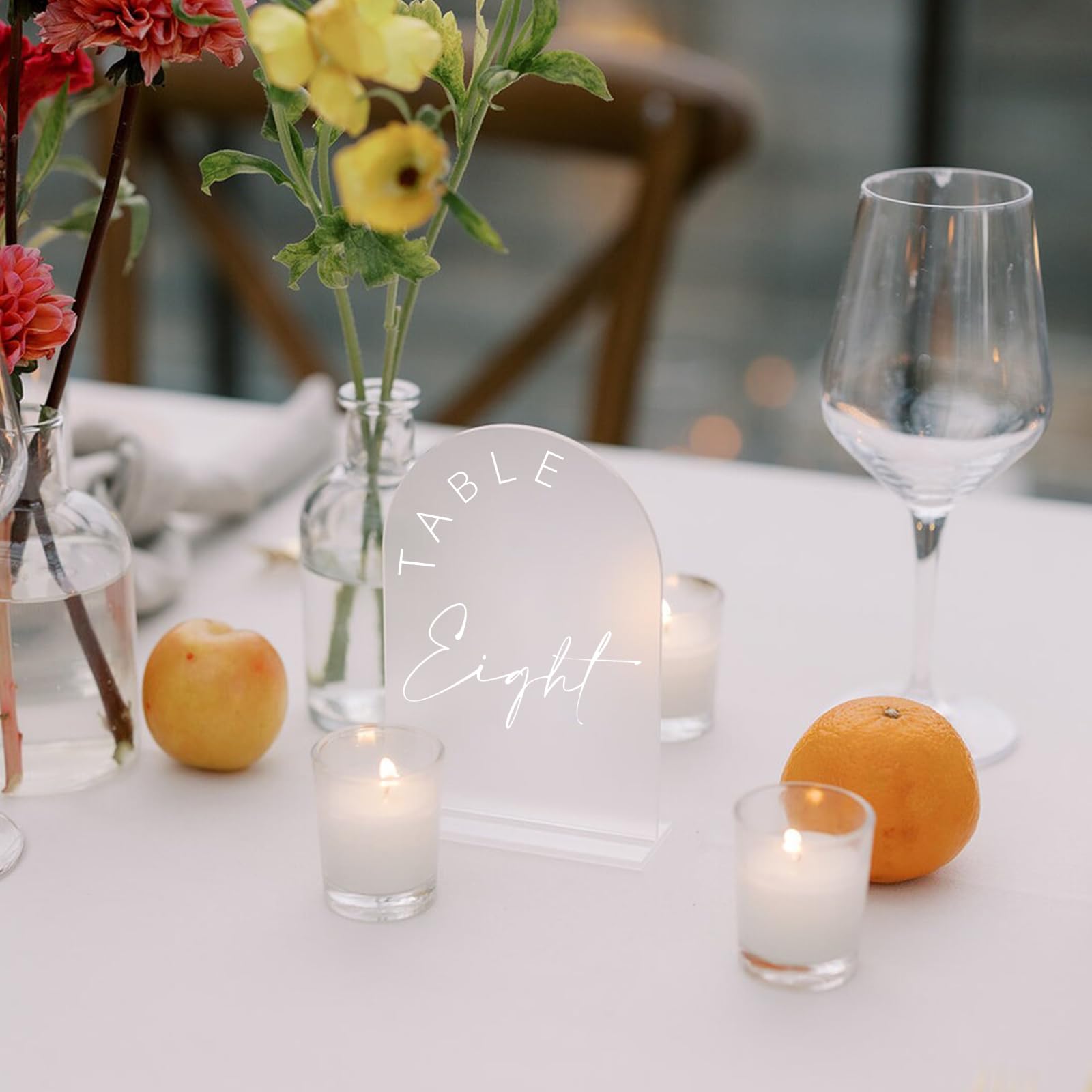 Jinmury Frosted Arch Wedding Table Numbers 1-30 With Stands, 5X7 Inch Frosted Arch Acrylic Sign With White Letters, Frosted Arch