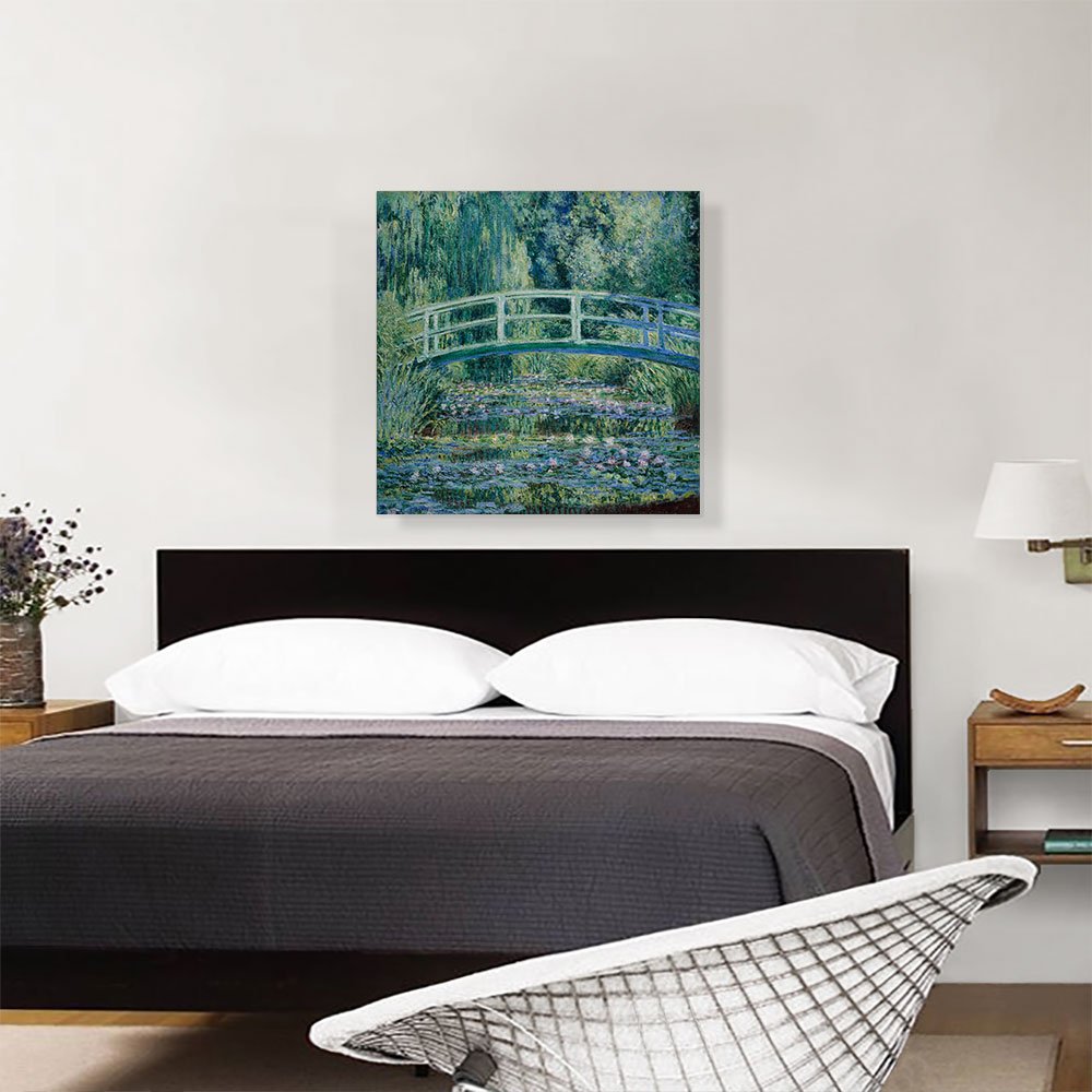 Artcanvas Water Lilies And Japanese Bridge Canvas Art Print Stretched Framed Painting Picture Poster Giclee Wall Decor By Claude