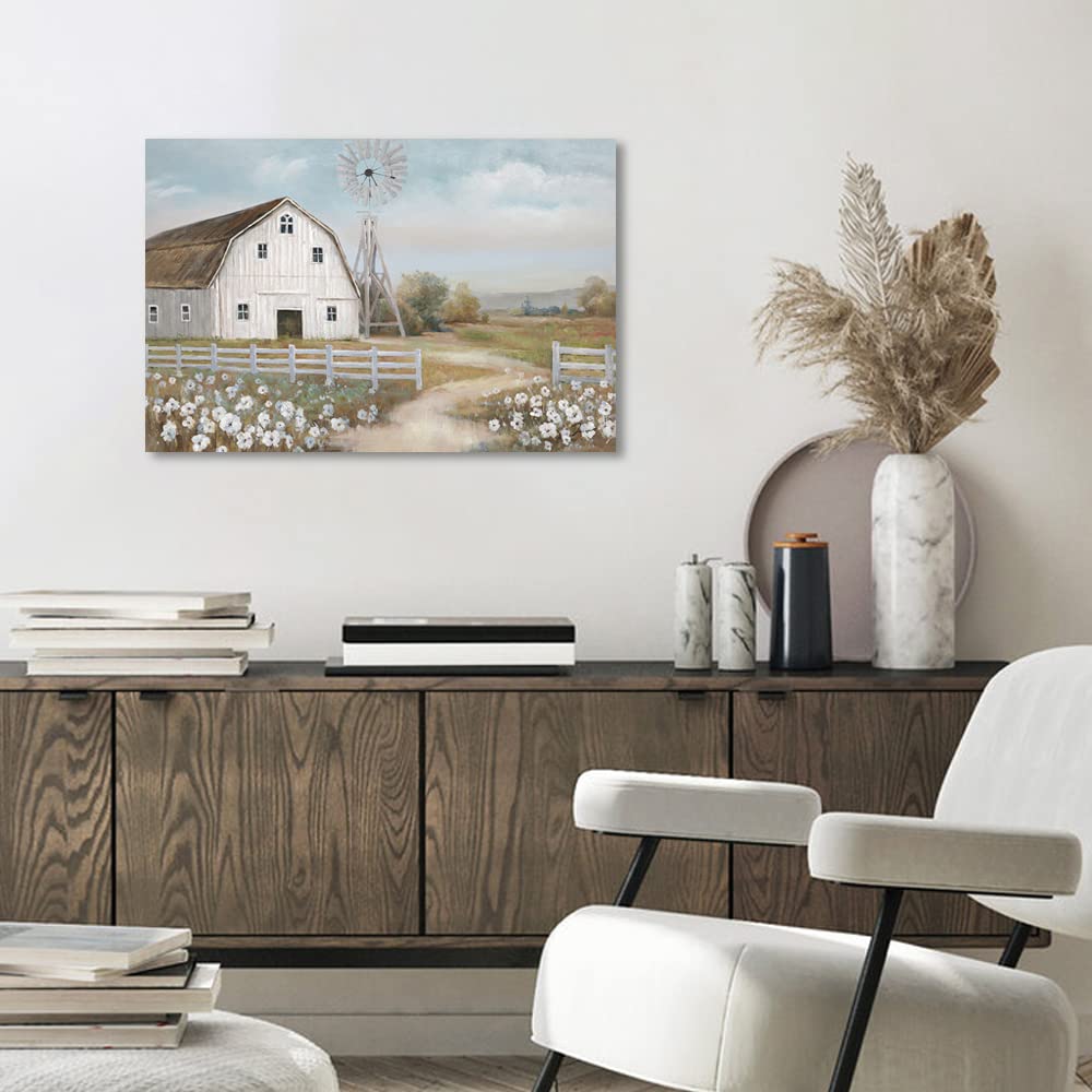 Barn Painting Barn And Flowers Wall Decor Rustic Bedroom Wall Decor Barn Prints Farmhouse Old Barn Wall Art Farmhouse Barn Windm