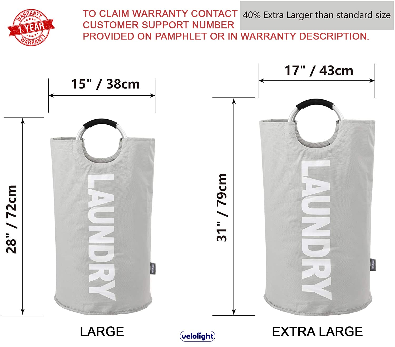 Velolight Laundry Basket with Handles (Large 82 Ltr ) Big Foldable Laundry Bag Waterproof Bin Hamper for Dirty Used Clothes for