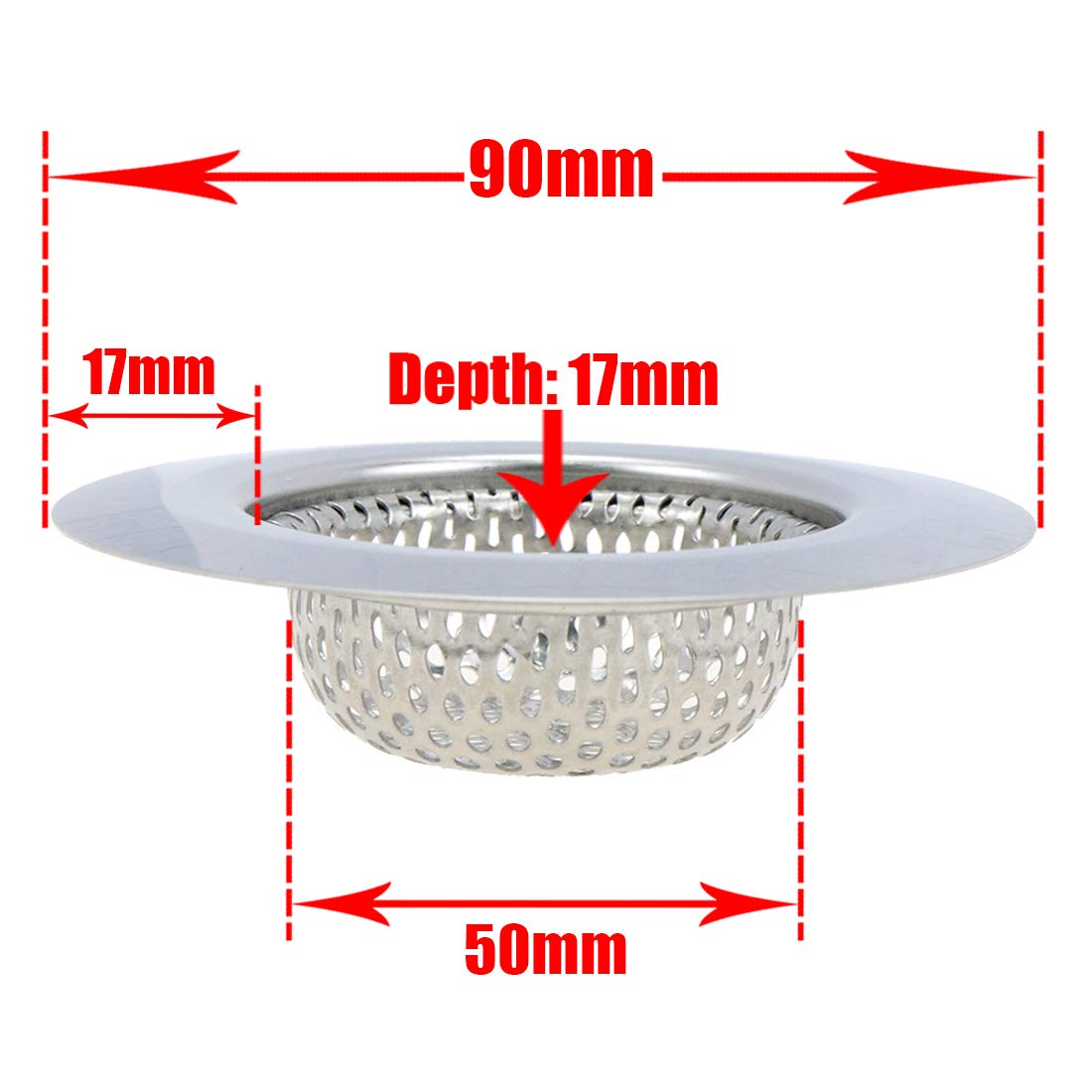 Xiaoyztan 4 Pcs 2-Inch Filter Diameter Kitchen Sink Strainer, Stainless Steel Drain Basket Filter With Large Wide Rim 3.5-Inch D