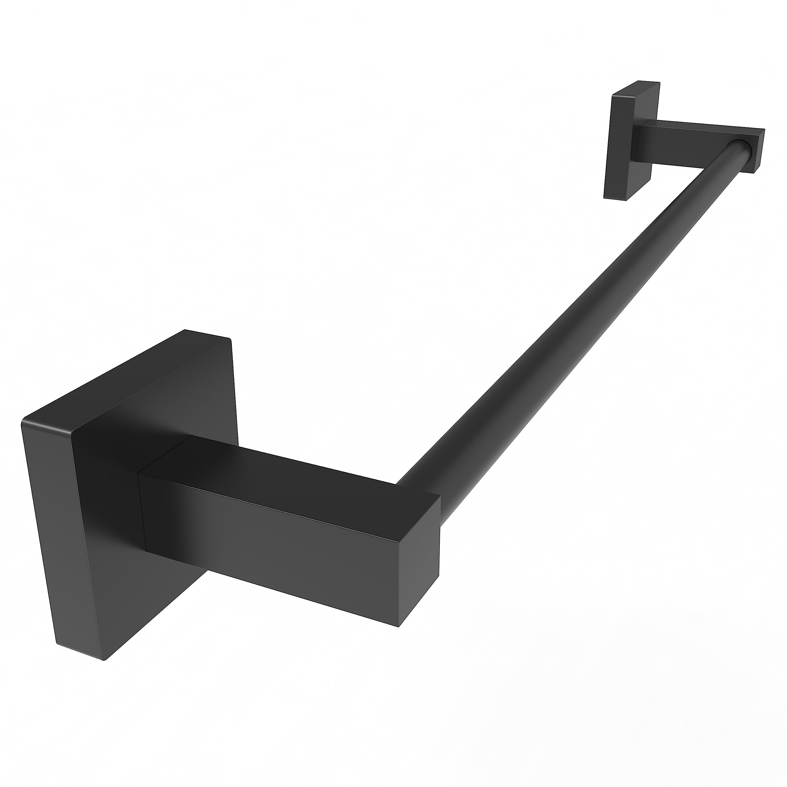 Ruacq Matte Black 16 Inch Single Towel Bar Square Bath Towel Holders Bathroom Towel Rack Sus304 Stainless Steel Modern Wall Moun