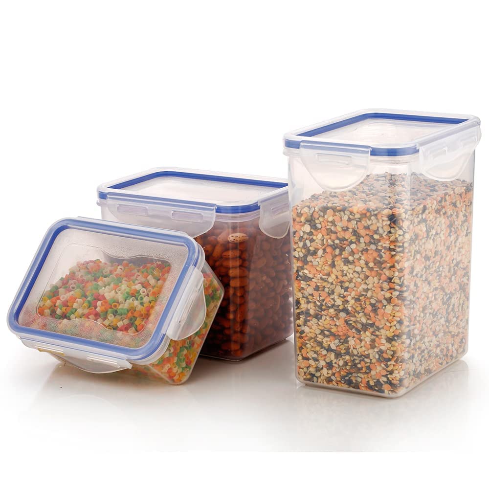Modinity Airtight Food Storage Container Set Of 3, Bpa Free Kitchen Storage Containers With Locking Lids, Leak Resistant Plastic