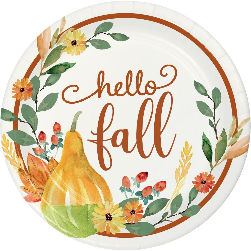 Party Creations Thanksgiving Harvest Supply Pack | Bundle Includes Paper Dinner Plates, Dessert Plates & Napkins for 8 People Au