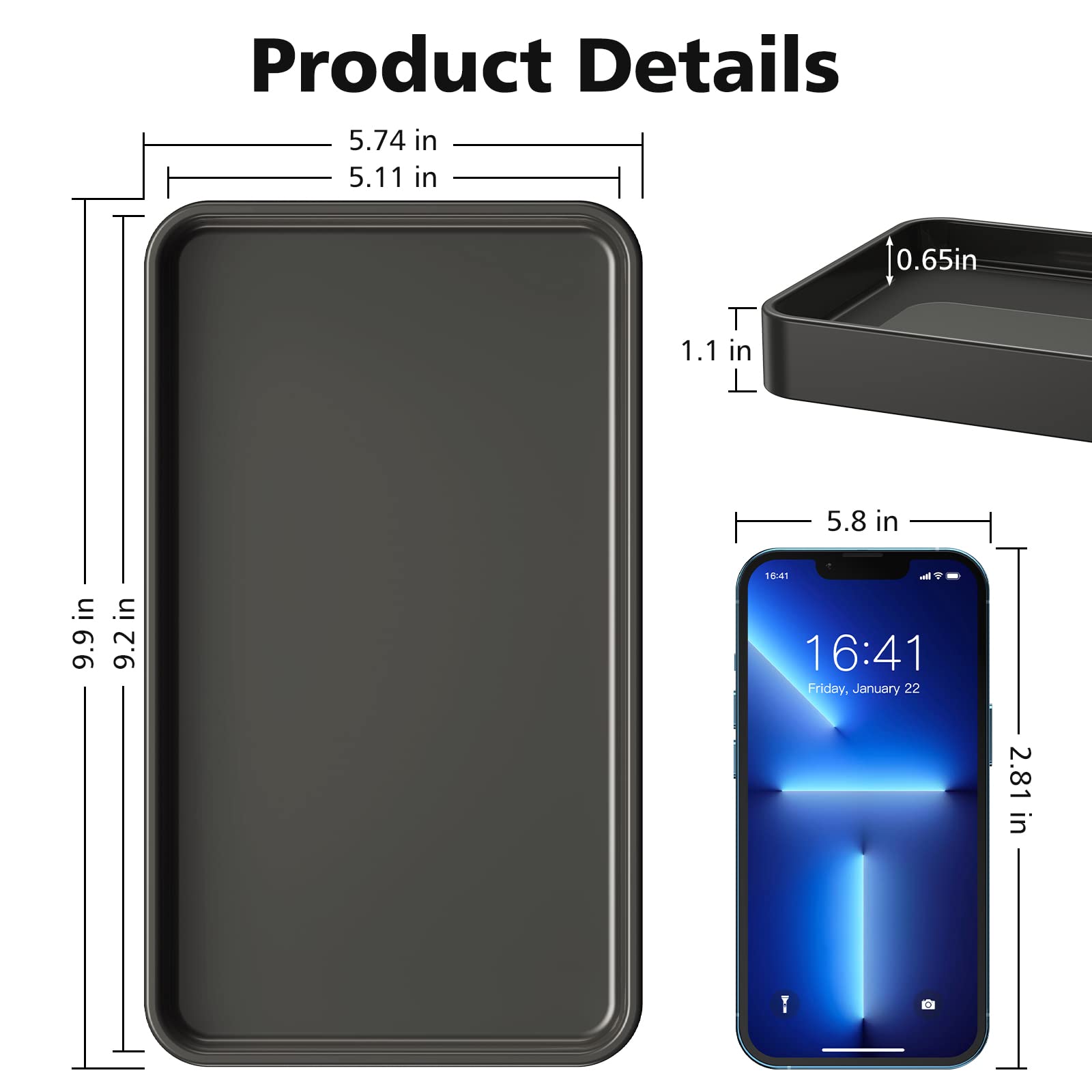 Gurygo Vanity Tray For Bathroom -10'' Ceramic Soap Dispenser Tray For Kitchen - Rectangle Ceramic Tray - Bathroom Trays For Coun