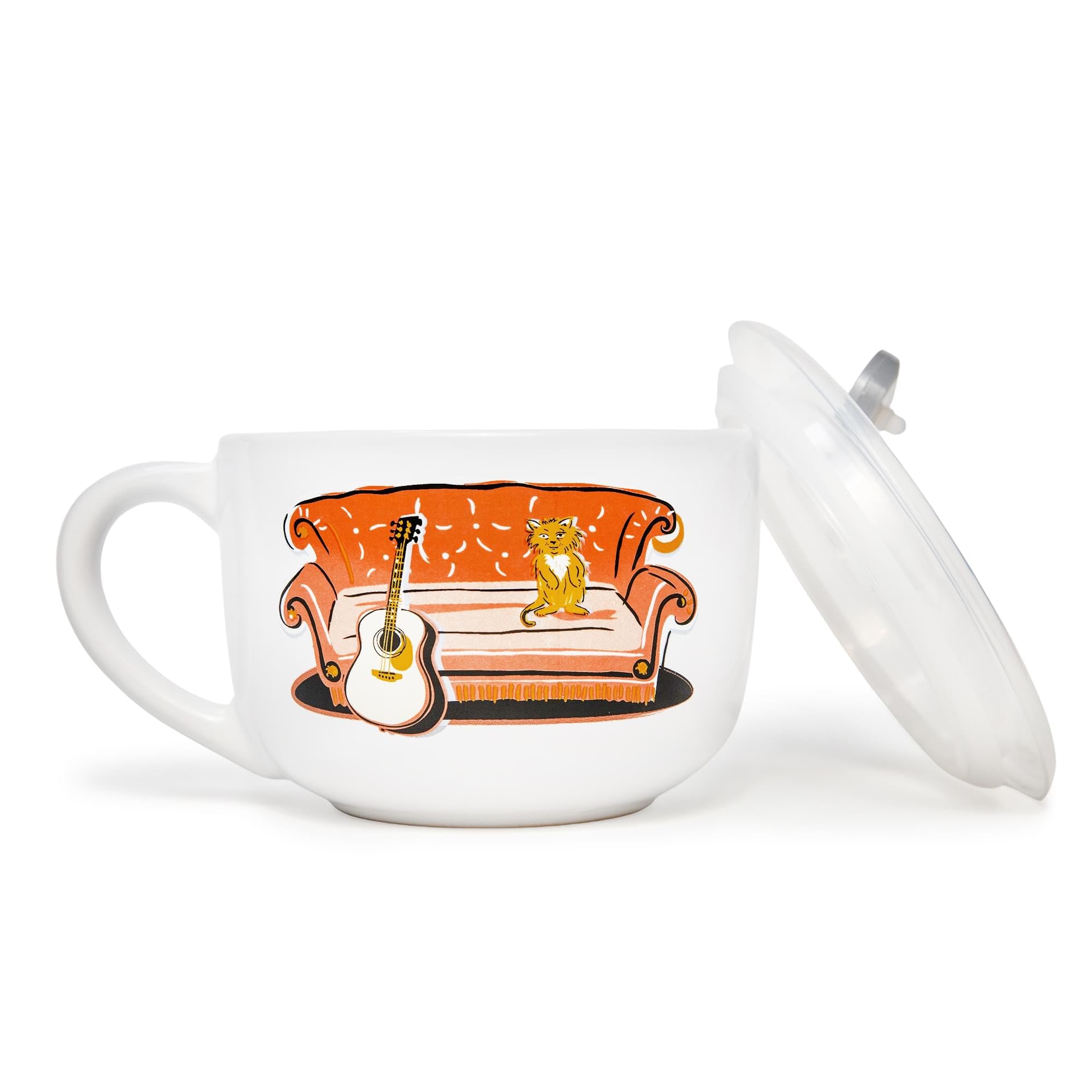 Silver Buffalo Friends Central Perk Vented Plastic W/Lid Ceramic Soup Mug, 24 Ounces