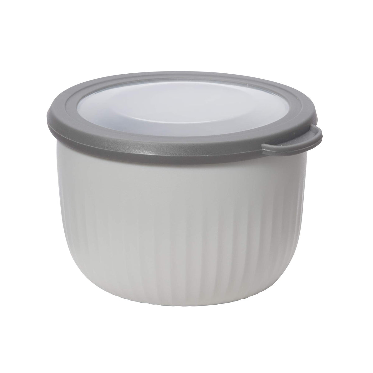 Oggi Prep, Store & Serve Plastic Bowl W/See-Thru Lid- Dishwasher, Microwave & Freezer Safe, (0.7 Qt) Lt Gray W/Dk Gray Lid