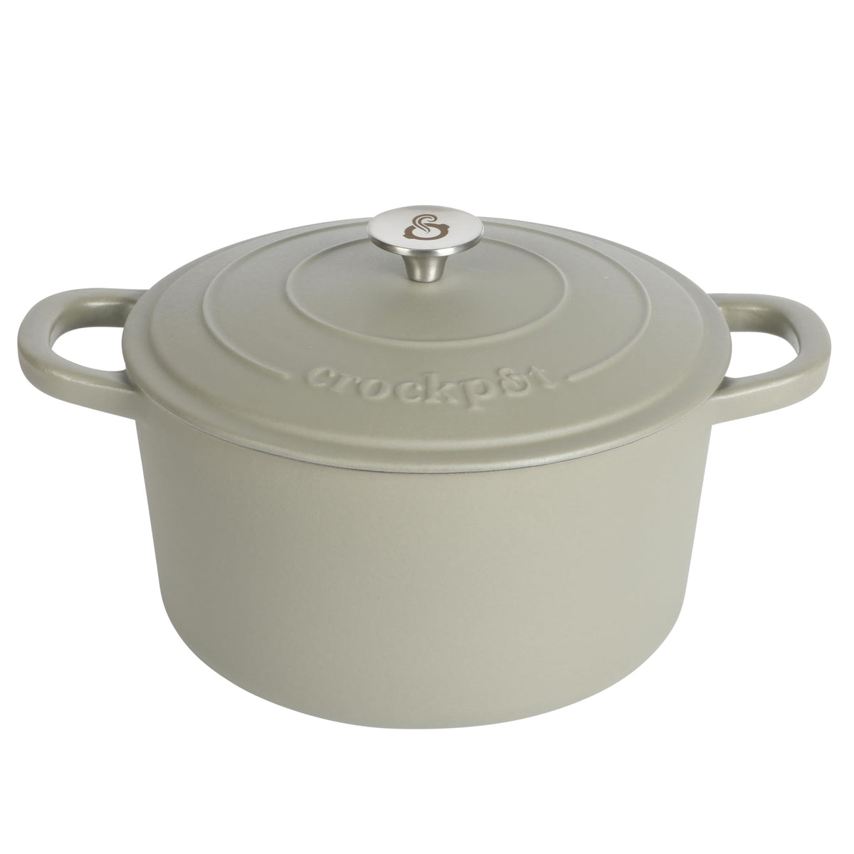 Crock Pot Artisan 7-Quart Round European Enameled Cast Iron Dutch Oven Pot With Lid - Matte Green