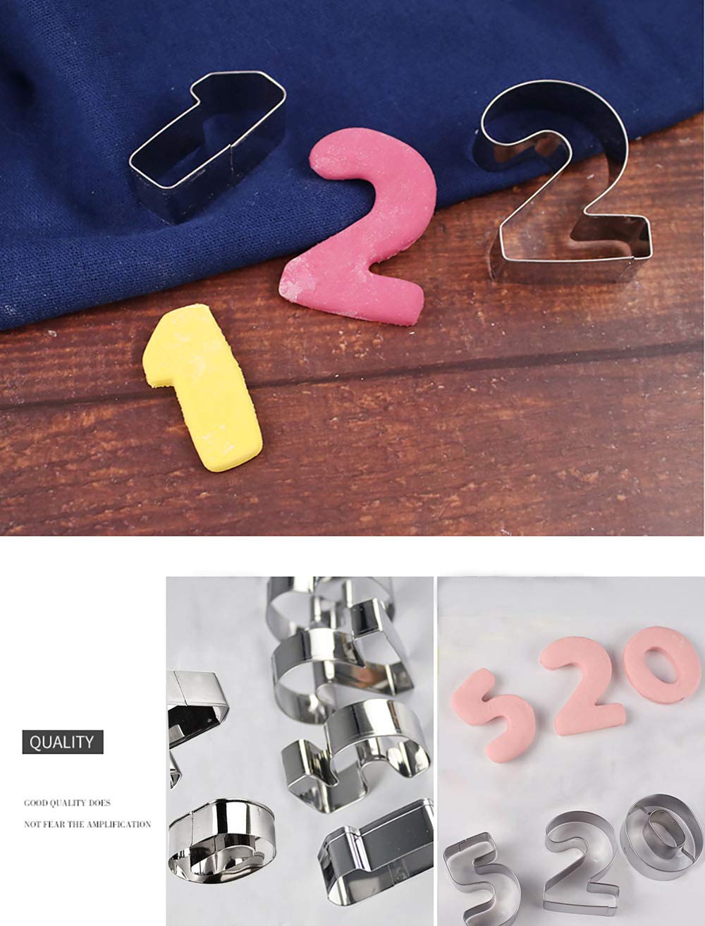 Hoaboly Large Number Cookie Biscuit Cutters Set 3 Inches, 9 Piece Stainless Steel Numbers Cutter Set Tools For Kitchen,Baking