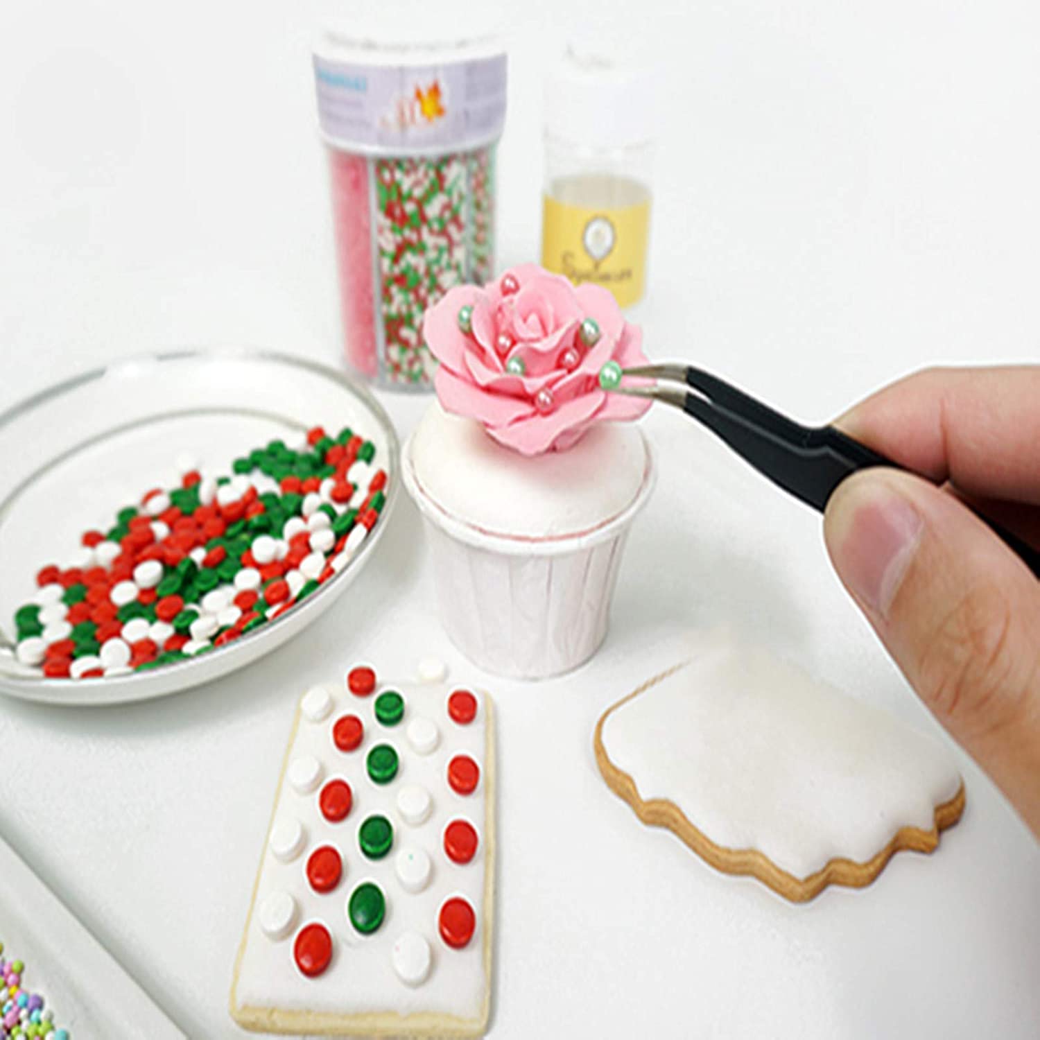 Fondant Tool Sharp Head Tweezers For Sugar Pearls, Candy Beads - Set Of 2