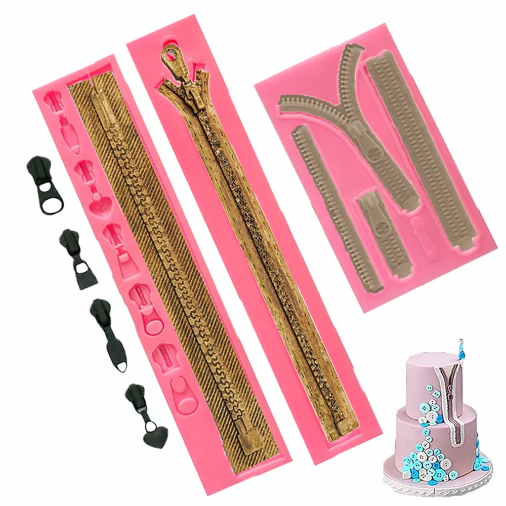 Guratapa 3Pcs Zipper Chain Silicone Molds For Diy Fondant Candy Making Chocolate Mold Desserts Ice Cube Gum Clay Biscuit Plaster