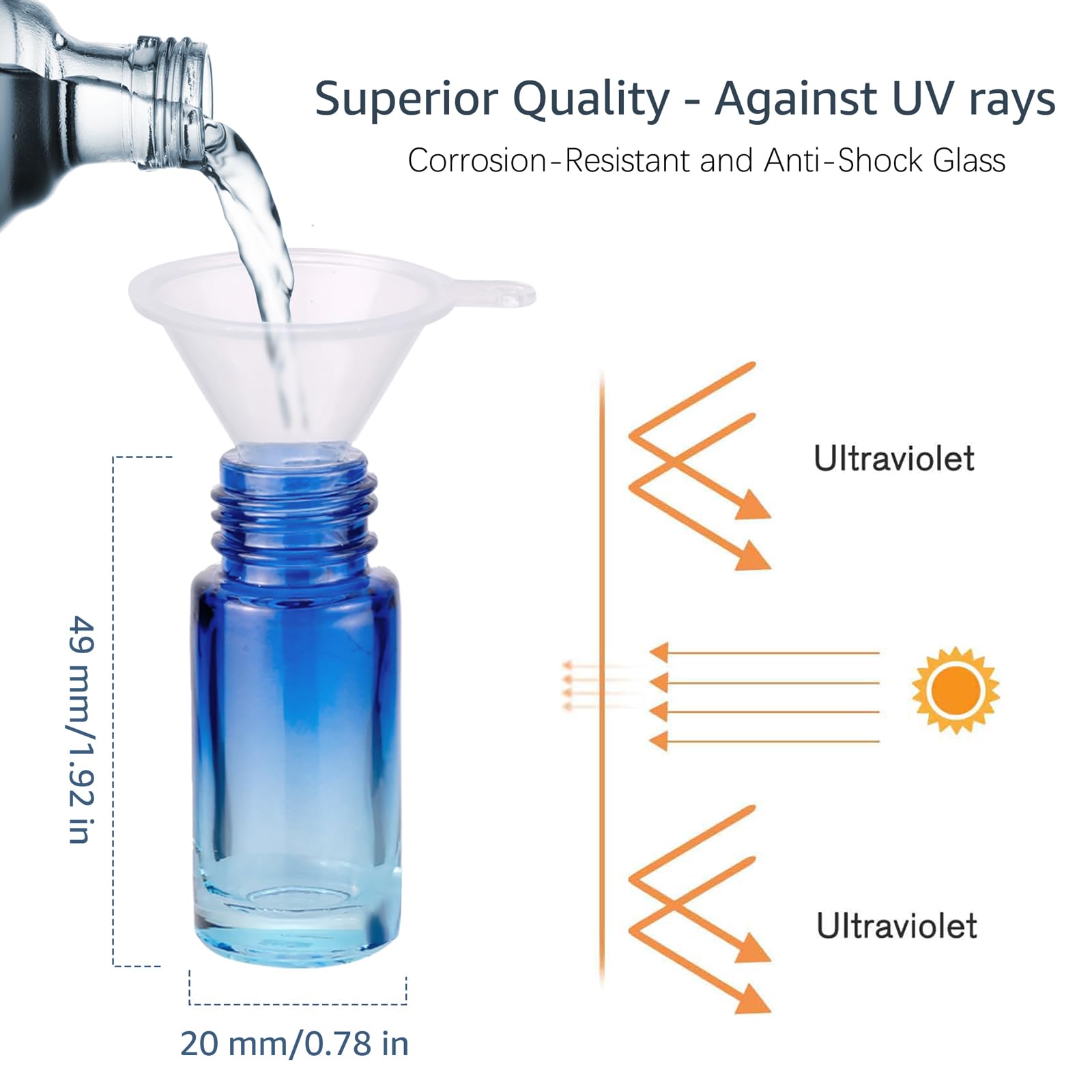 Jiuwu 10Pcs Roller Bottles 5Ml Essential Oil Glass Blue Gradient Silver Screw Cap Bottle With Roller Ball For Perfume Vials (1 O