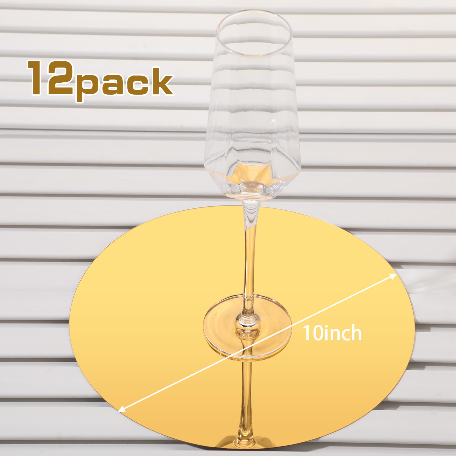 Thyle 12 Pcs 10 Inch Acrylic Round Mirrors for Tables Centerpieces Circle Mirrors Candle Plates for Wall Wedding Table Centerpie