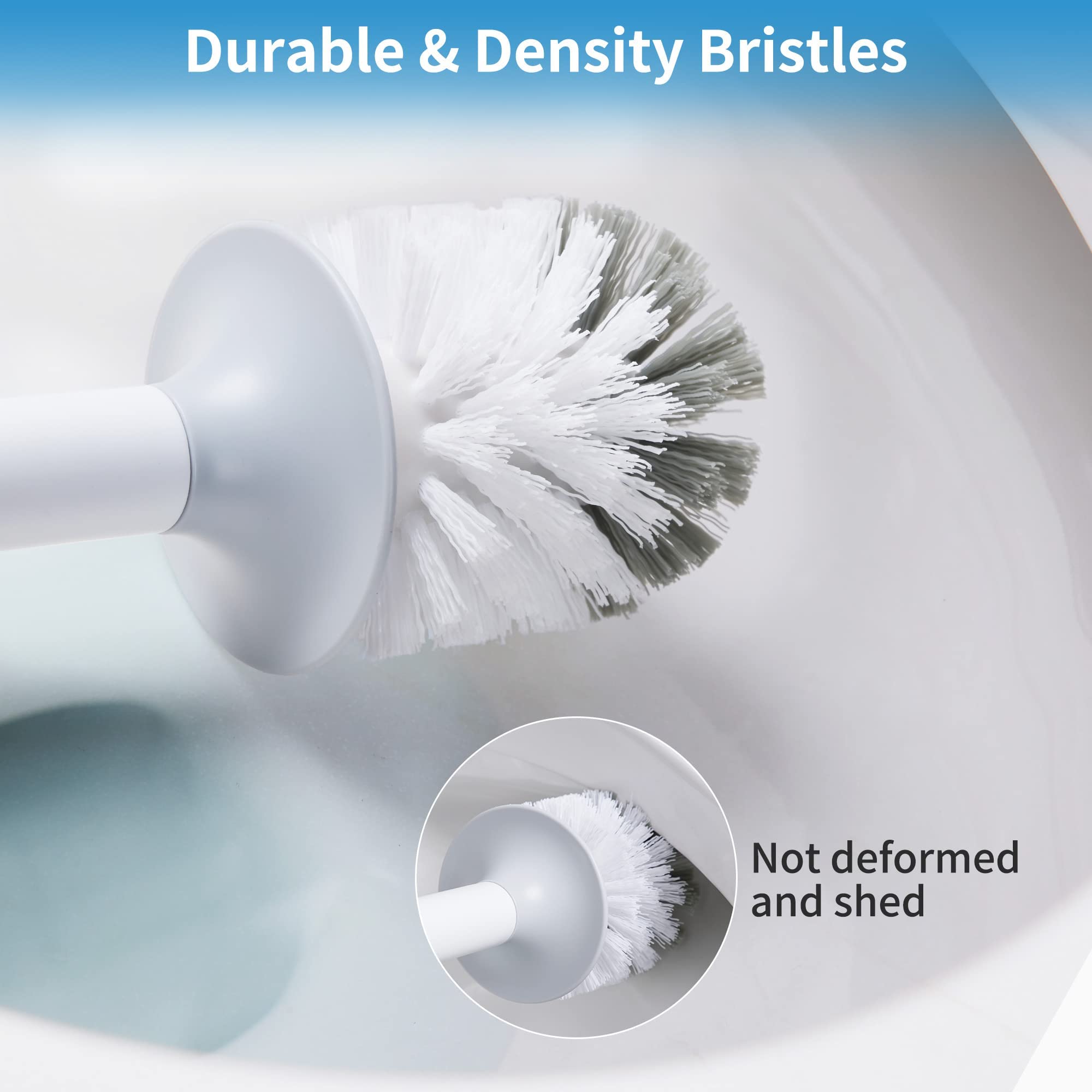 Boomjoy Toilet Bowl Brush And Holder - Durable Head Toilet Cleaner Brush With Dense Bristles & Clear Base For Bathroom Deep Clea