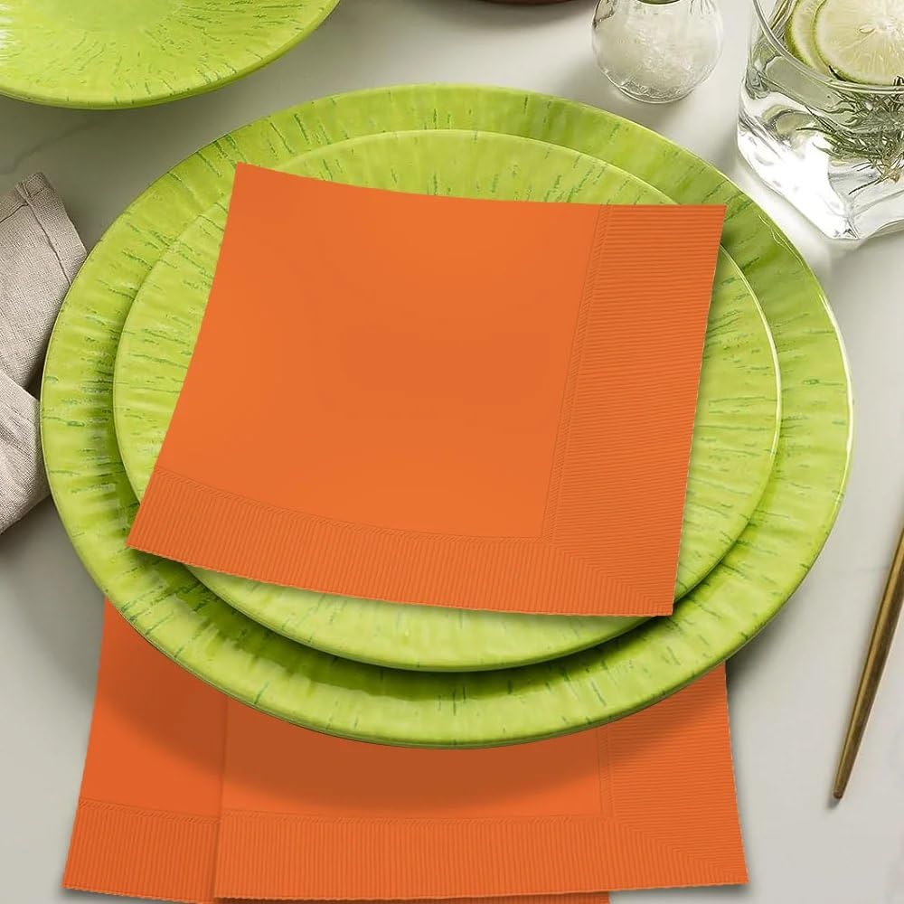 Orange Peel 2-Ply Dinner Napkins - 8'' (Pack Of 40) - Vibrant & Durable Paper Napkins For Parties, Events & Everyday Use