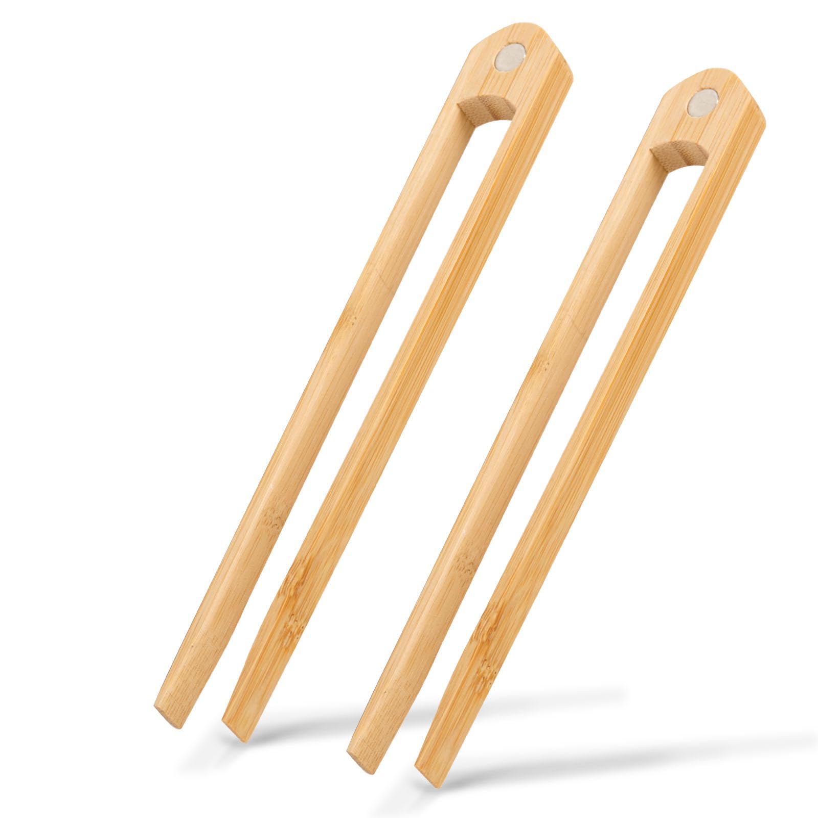 Jowmoy 2 Pieces With Magnet Natural Bamboo Toast Tongs, toast tongs, bamboo tongs,slip Design,for Toaster,Fruits, Bread & Pickle