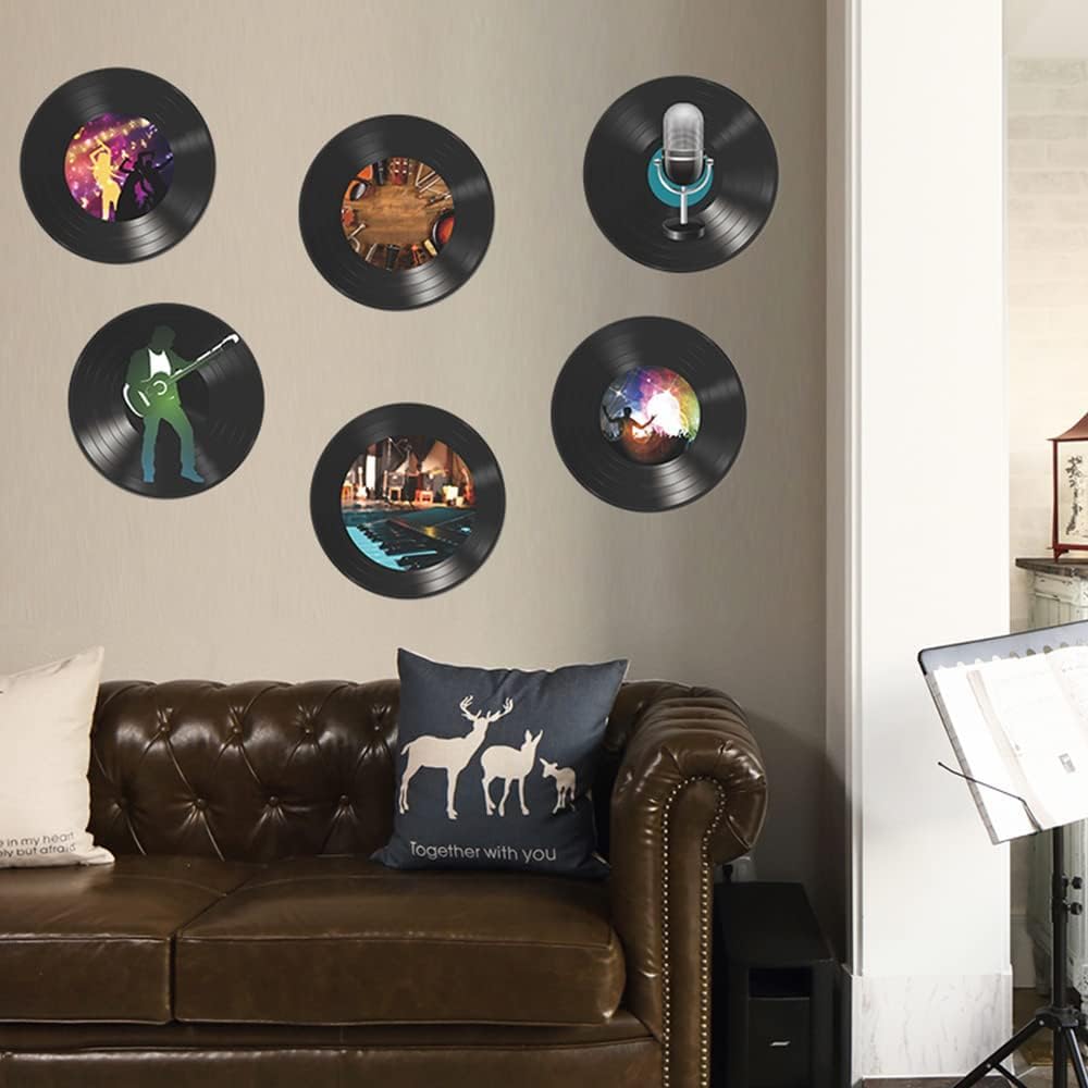 Wrtmyr 6 Pack Blank Vinyl Records Decor, 11'' Wall Collage Kit Aesthetic Pictures, Cd Album Cover Posters Bedroom Decor For Teen