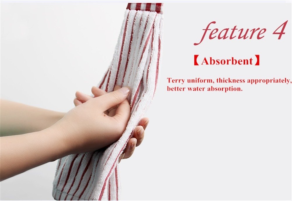 Vimeet 2 Pcs Kitchen Cotton Classical Striped Towel/Absorbent Towel/Hanging Towel/Hand Towel,Brown Stripes