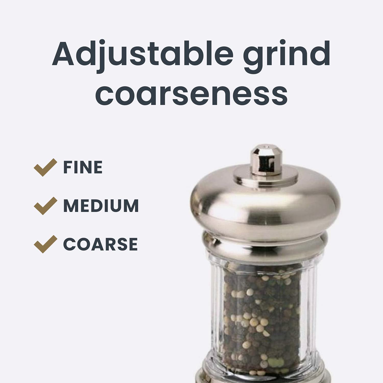 Olde Thompson - 7 Brushed Nickel Pepper Mill & Salt Shaker Set - Pre-Filled With Peppercorns And Pure Ocean Sea Salt, Fully Adju