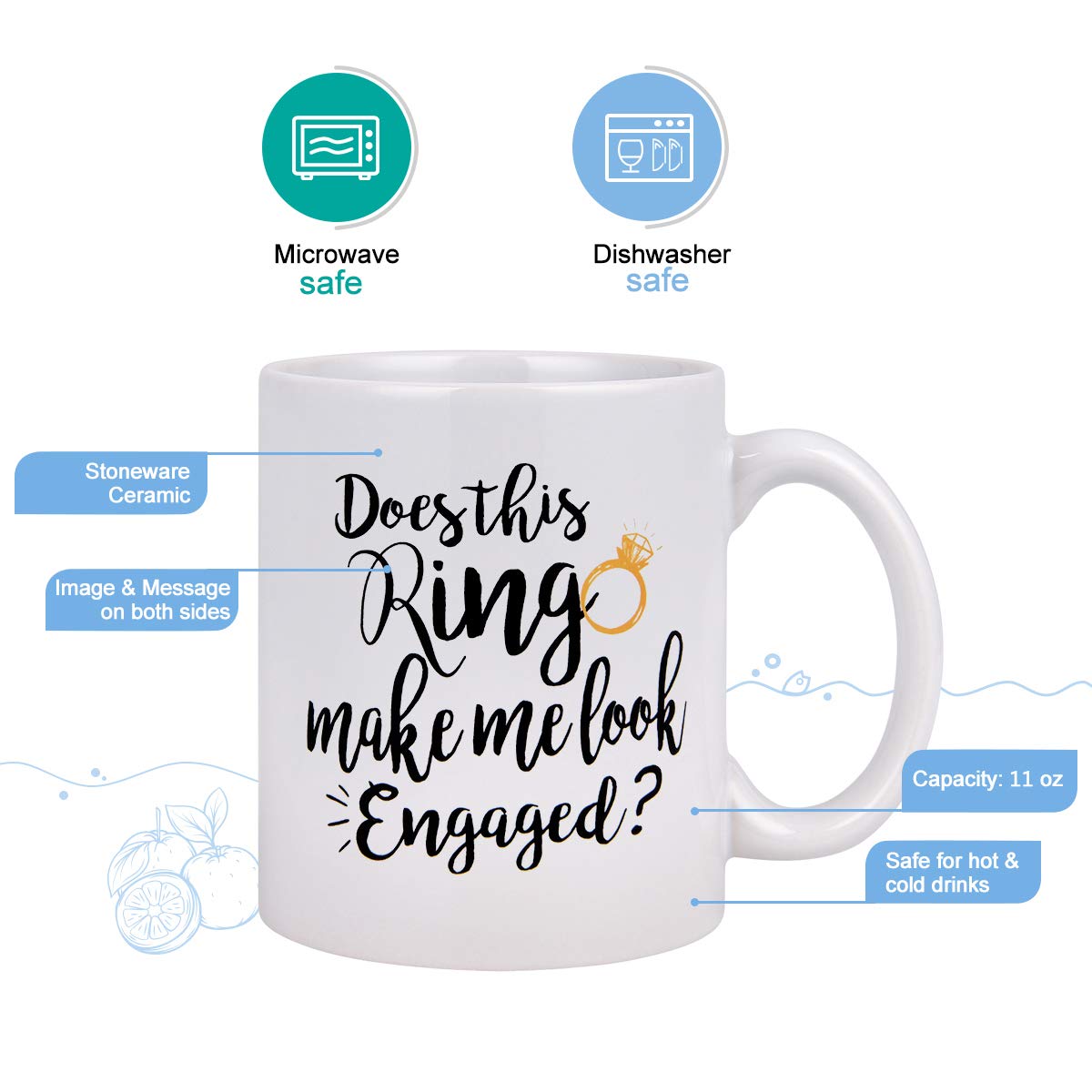 Maustic Funny Coffee Mug Does This Ring Make Me Look Engaged Coffee Tea Cup Funny Mug Novelty Coffee Mug For Men Women Birthday