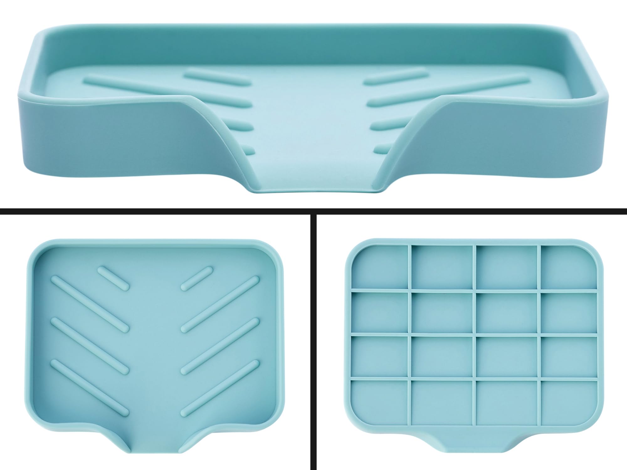Light Green Silicone Soap Dish Tray, Self Draining Soap Holder For Bar Soap, Silicone Soap Tray With Drainage, Soap Dishes For B