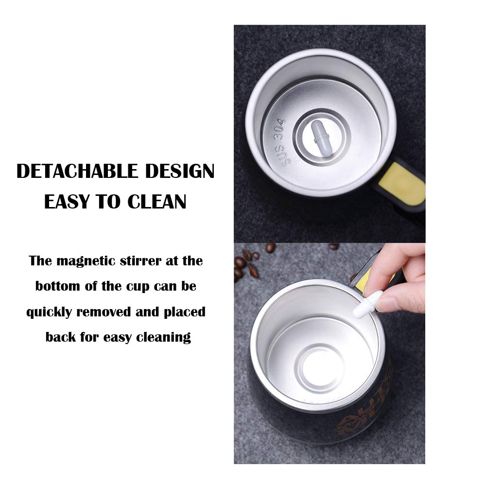 Daasigwaa Cuteinnovation Rechargeable Self Stirring Mug - Magnetic Electric Auto Mixing Stainless Steel Cup For Office/Kitchen/T