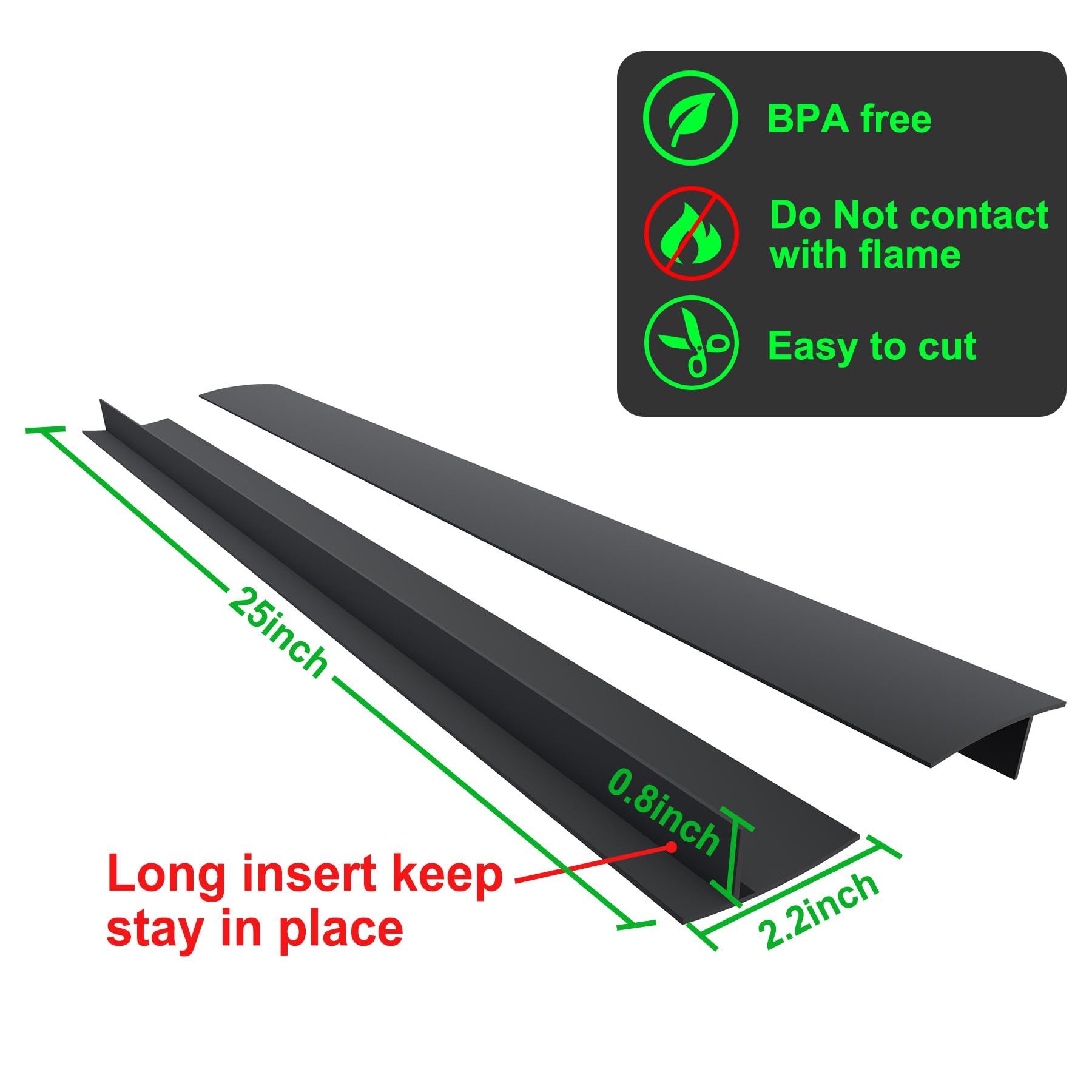 Silicone Stove Counter Gap Cover / Filler By Kindga 25'' Long, Sealing Spills Between Kitchen Appliances Washing Machine And Sto