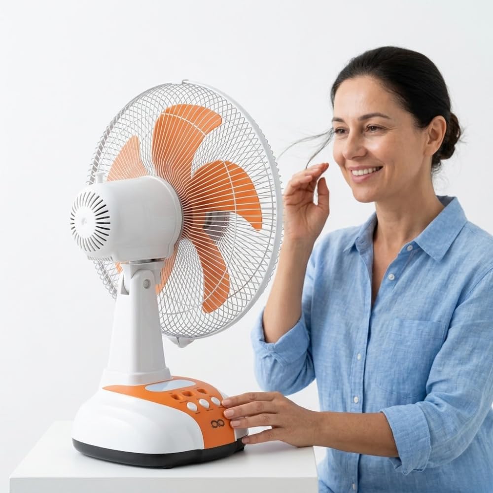Drumstone (    Compact Table Fan With Adjustable Tilt, Multi Speed Settings, Quiet Powerful Airflow, Portable Desk Fan With Stab