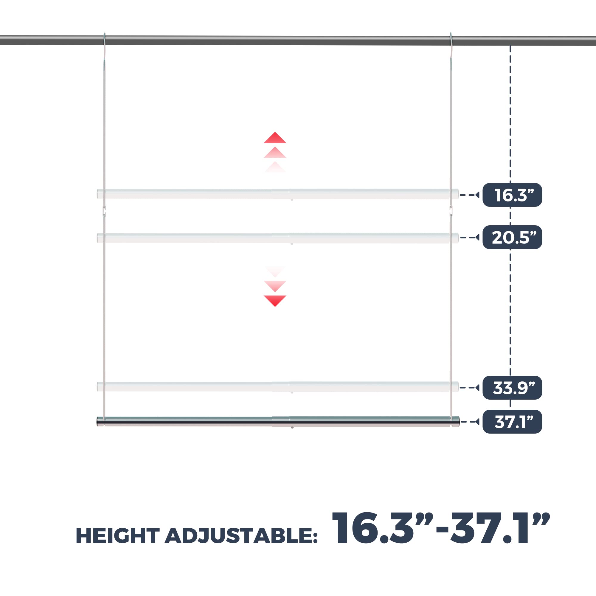 Sto Sto 2 Pack Closet Hanging Rod, Length And Height Adjustable Closet Rod, Space-Saving Closet Extender Hanging Bar For Hanging