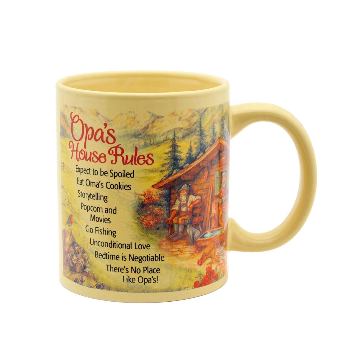 Essence of Europe Gifts Opa's House Rules Color Ceramic Gift for German or Dutch Grandpa Coffee Mug by E.H.G | 12 oz