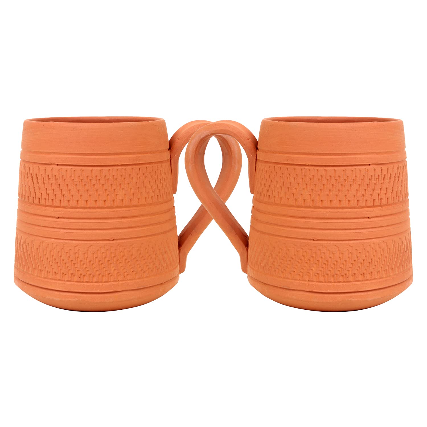 Ksi Handcrafted Clay Coffee Mugs Tea Cups Earthen Mug Set Of 2, 235Ml Each Organic Natural Clay, NonToxic, EcoFriendly Handmad