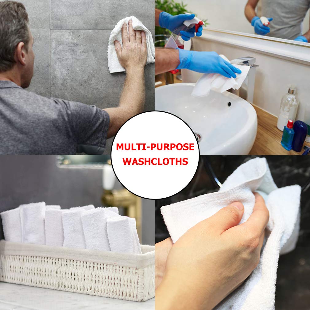 Talvania White Cotton Washcloths - Pack Of 24 - Super Absorbent Bathroom Face Towels - 12'' X12    Terry Bath Wash Cloth Set - S